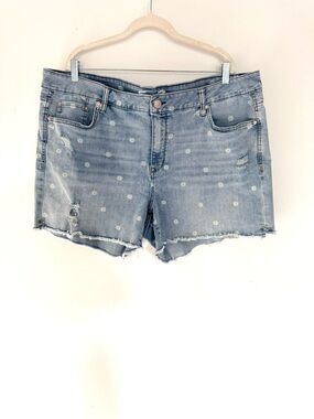 Seven7 Light Blue Daisy Denim Cutoff Shorts
